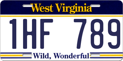 WV license plate 1HF789