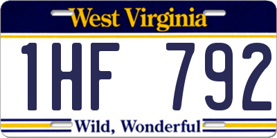 WV license plate 1HF792