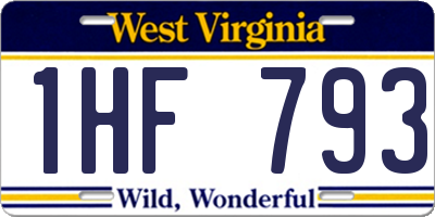 WV license plate 1HF793