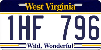WV license plate 1HF796