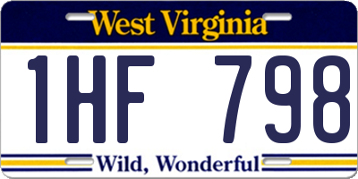 WV license plate 1HF798