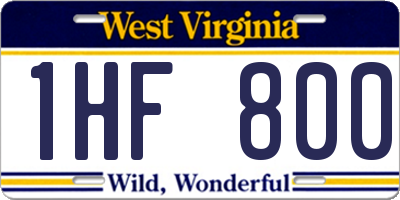 WV license plate 1HF800