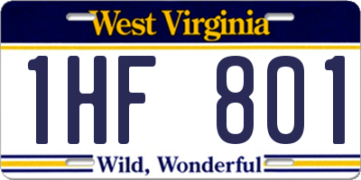 WV license plate 1HF801