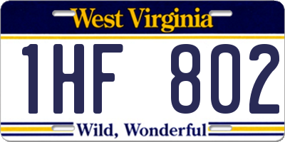 WV license plate 1HF802