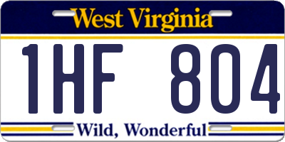 WV license plate 1HF804