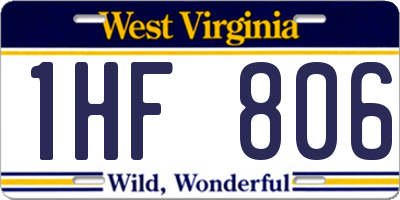 WV license plate 1HF806