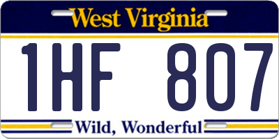 WV license plate 1HF807