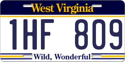 WV license plate 1HF809