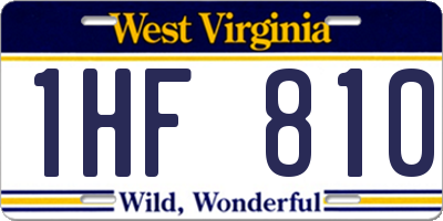 WV license plate 1HF810