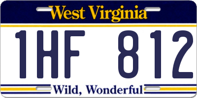 WV license plate 1HF812