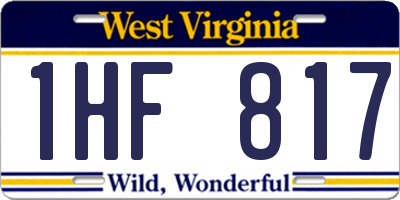 WV license plate 1HF817