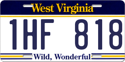 WV license plate 1HF818
