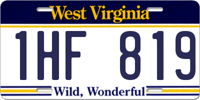 WV license plate 1HF819