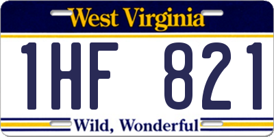 WV license plate 1HF821