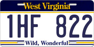 WV license plate 1HF822