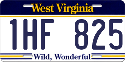 WV license plate 1HF825
