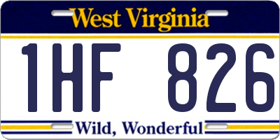 WV license plate 1HF826