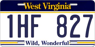 WV license plate 1HF827