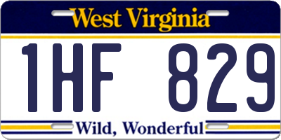 WV license plate 1HF829