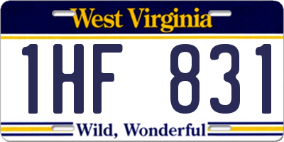 WV license plate 1HF831