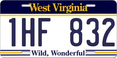 WV license plate 1HF832