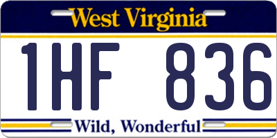 WV license plate 1HF836