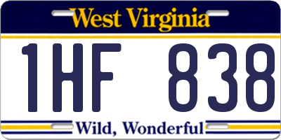 WV license plate 1HF838