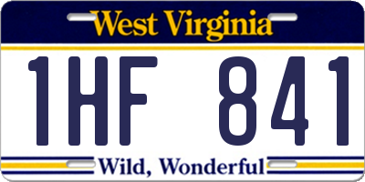 WV license plate 1HF841