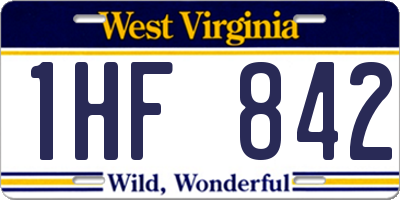WV license plate 1HF842