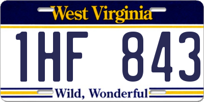 WV license plate 1HF843