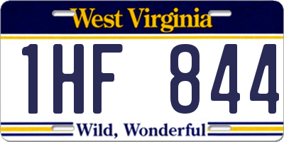 WV license plate 1HF844