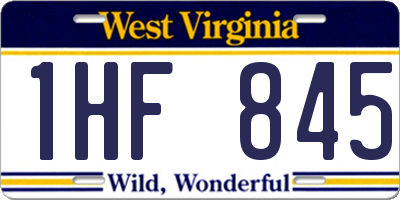 WV license plate 1HF845