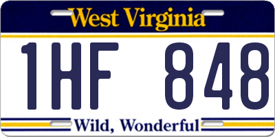 WV license plate 1HF848