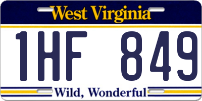 WV license plate 1HF849