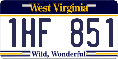 WV license plate 1HF851