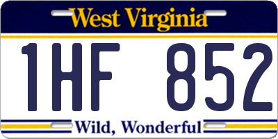 WV license plate 1HF852