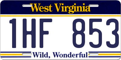 WV license plate 1HF853