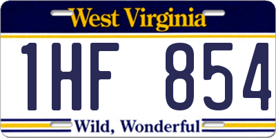WV license plate 1HF854