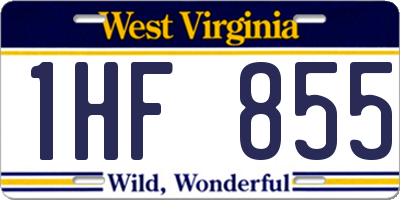 WV license plate 1HF855