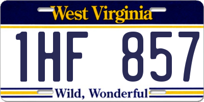 WV license plate 1HF857