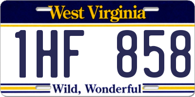 WV license plate 1HF858