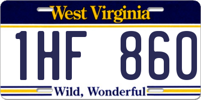 WV license plate 1HF860