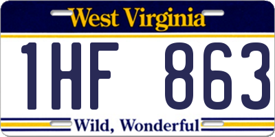 WV license plate 1HF863