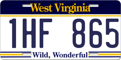 WV license plate 1HF865