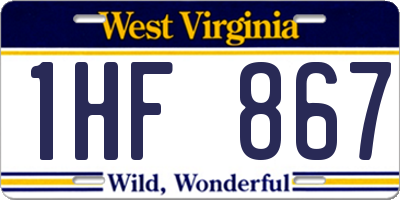 WV license plate 1HF867