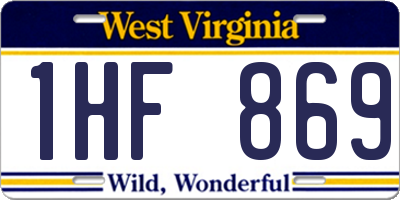 WV license plate 1HF869