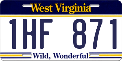 WV license plate 1HF871