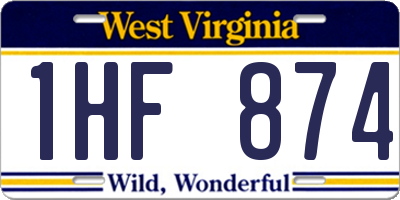 WV license plate 1HF874