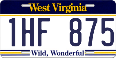 WV license plate 1HF875