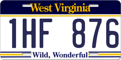 WV license plate 1HF876